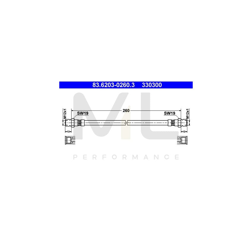 ATE 83.6203-0260.3 Brake Hose 260mm