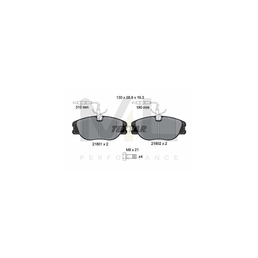 TEXTAR 2180101 Brake pad set with integrated wear warning contact, with brake caliper screws | ML Performance Car Parts