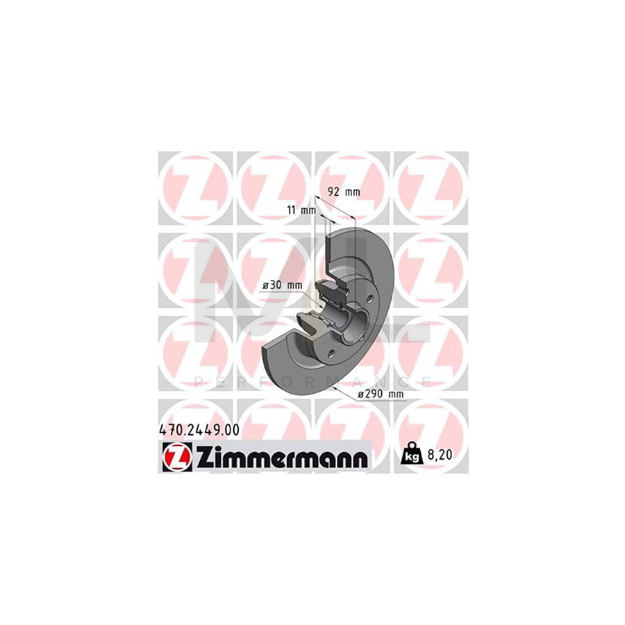 ZIMMERMANN 470.2449.00 Brake Disc Solid, with ABS sensor ring, with wheel bearing  - 1 piece