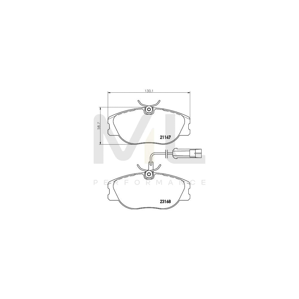 Hella 8DB 355 018-181 Brake Pad Set With Integrated Wear Warning Contact, With Brake Caliper Screws