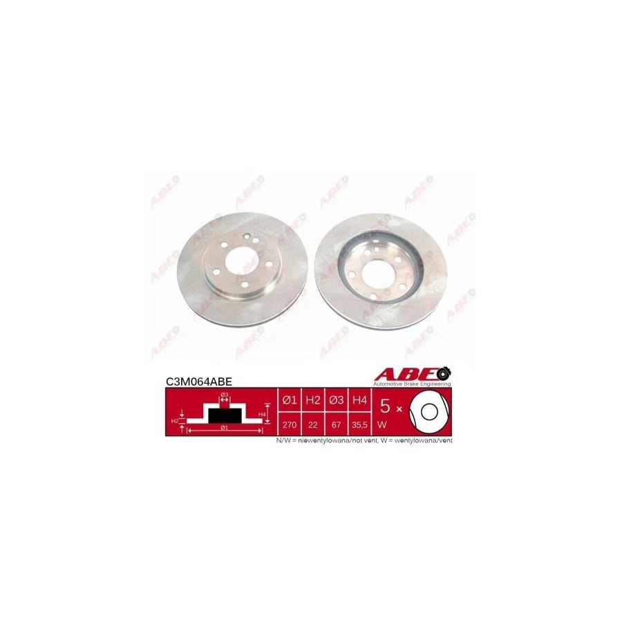 ABE C3M064ABE Brake Disc Suitable for Mercedes-Benz Vaneo (W414)