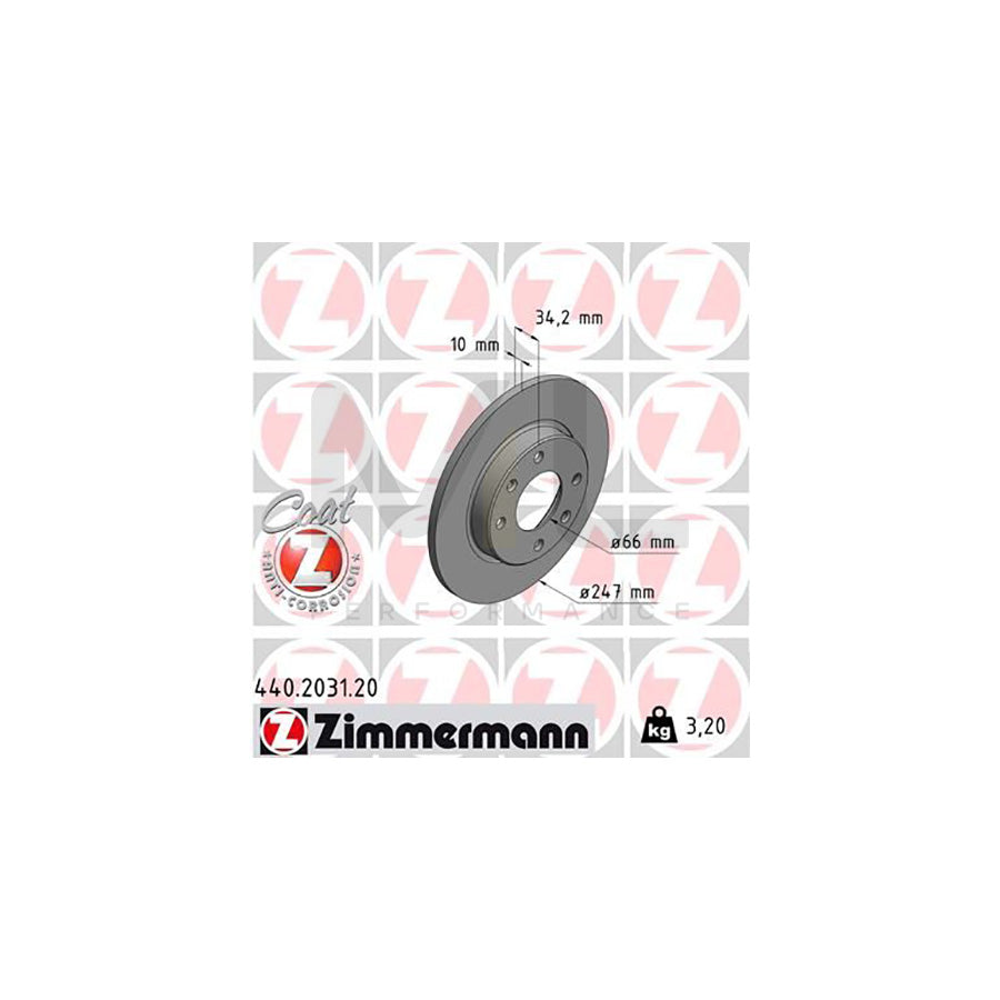 ZIMMERMANN COAT Z 440.2031.20 Brake Disc Solid, Coated  - 1 piece