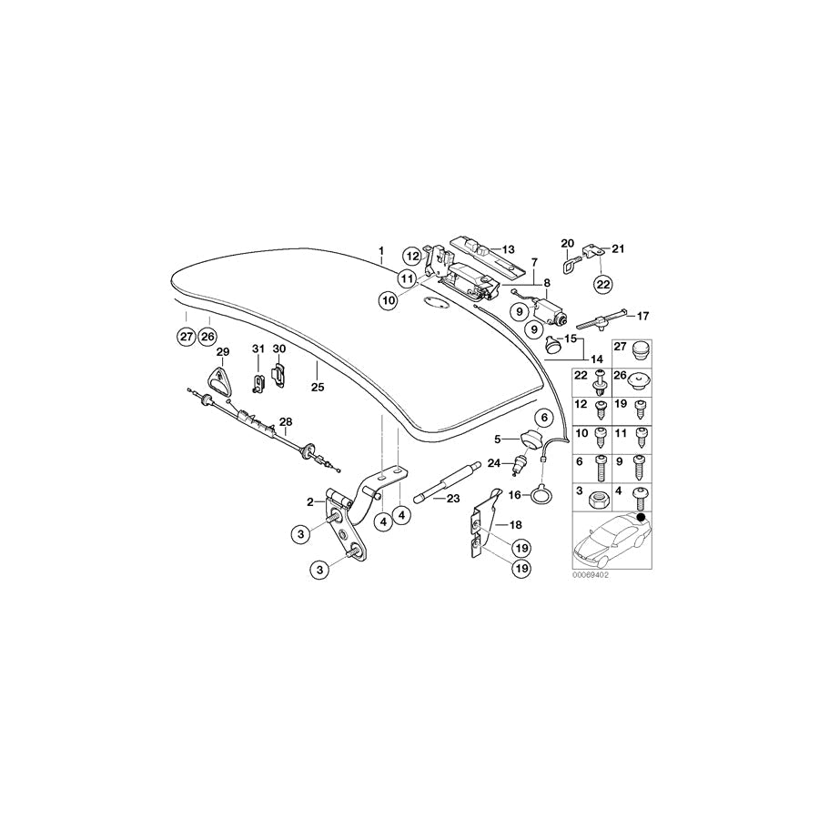Genuine BMW 51247059961 E52 Bowden Cable, Emergency Unlocking (Inc. Alpina V8 & Z8) | ML Performance US