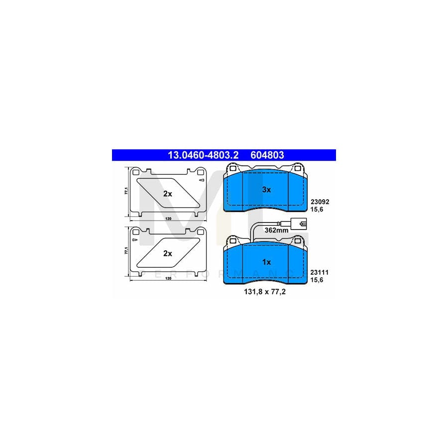 ATE 13.0460-4803.2 Brake pad set for ALFA ROMEO 156 Sportwagon (932) incl. wear warning contact, with accessories