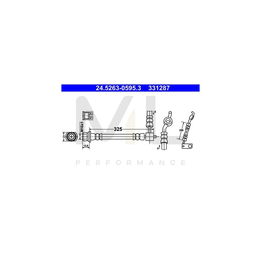 ATE 24.5263-0595.3 Brake Hose for TOYOTA Yaris I Hatchback (P1) 325mm, M10x1