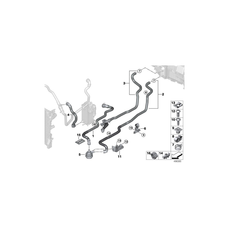 Genuine BMW 64216821251 G15 G31 G30 Coolant Hose, Supply 1 Auxiliary coolant pump - engine (Inc. 840i, 740LiX & 630iX) | ML Performance US Car Parts
