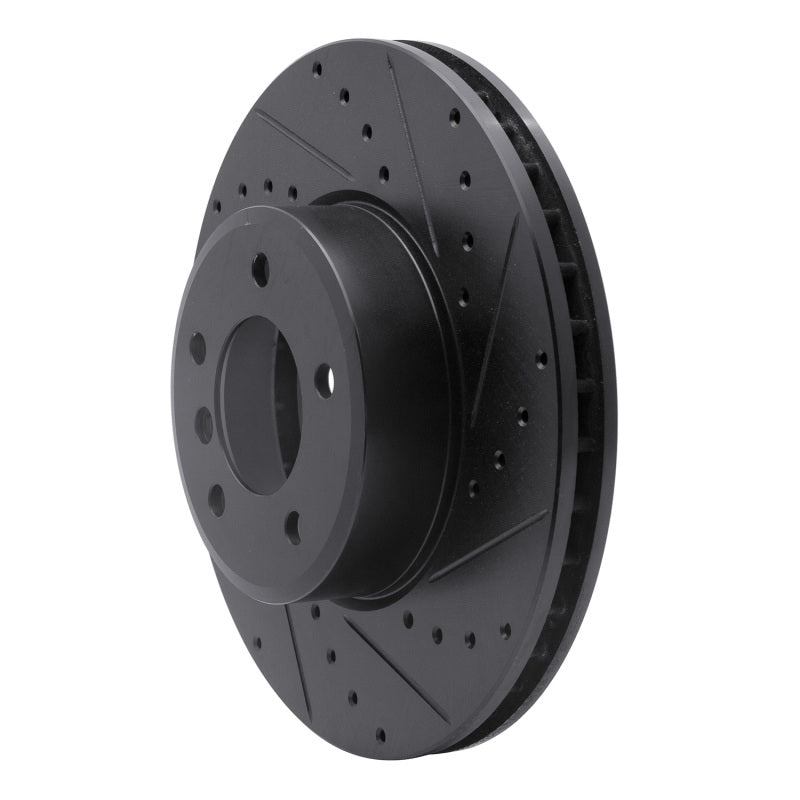R1 Concepts R1 04-10 BMW 528I xDrive Front Right Drilled & Slotted Black Brake Rotor