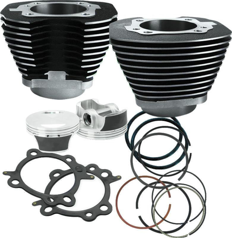 S&S Cycle 07-17 BT 106in Big Bore Cylinder Kit - Wrinkle Black