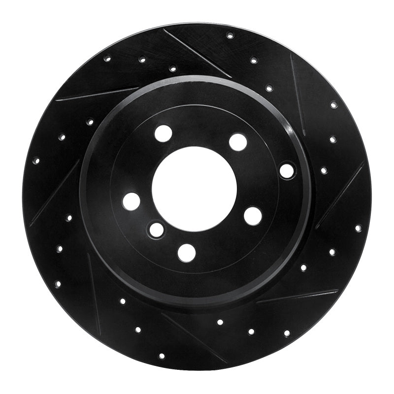 R1 Concepts R1 03-05 Land Rover Range Rover Rear Right Drilled & Slotted Black Brake Rotor