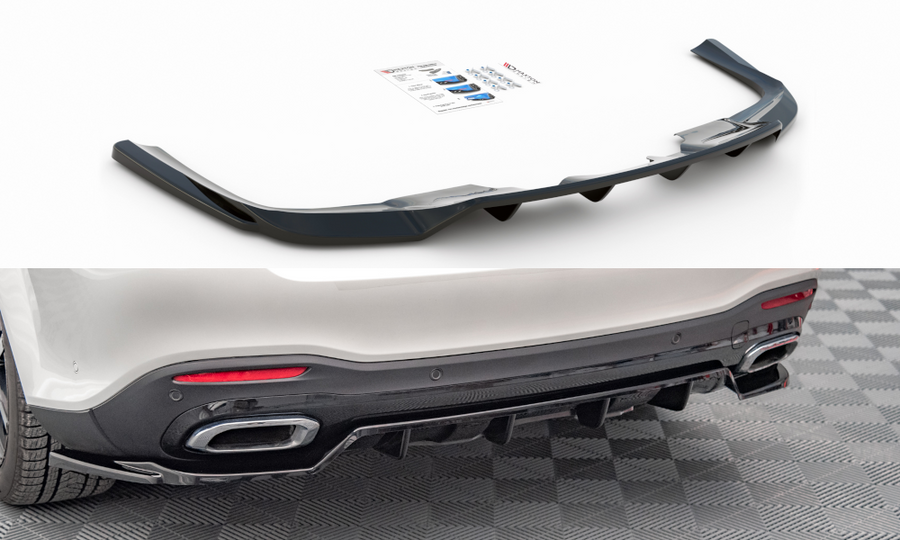 Maxton Design ME-GLS-167-AMGLINE-RD1T+RD2T Central Rear Splitter (with Vertical Bars) Mercedes Benz GLS-Class AMG-Line X167 | ML Performance UK Car Parts