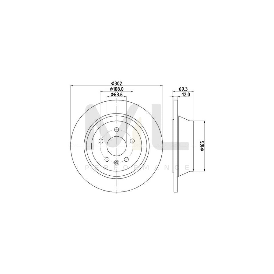 HELLA PRO 8DD 355 119-151 Brake Disc Solid, Coated, without wheel hub, without wheel studs