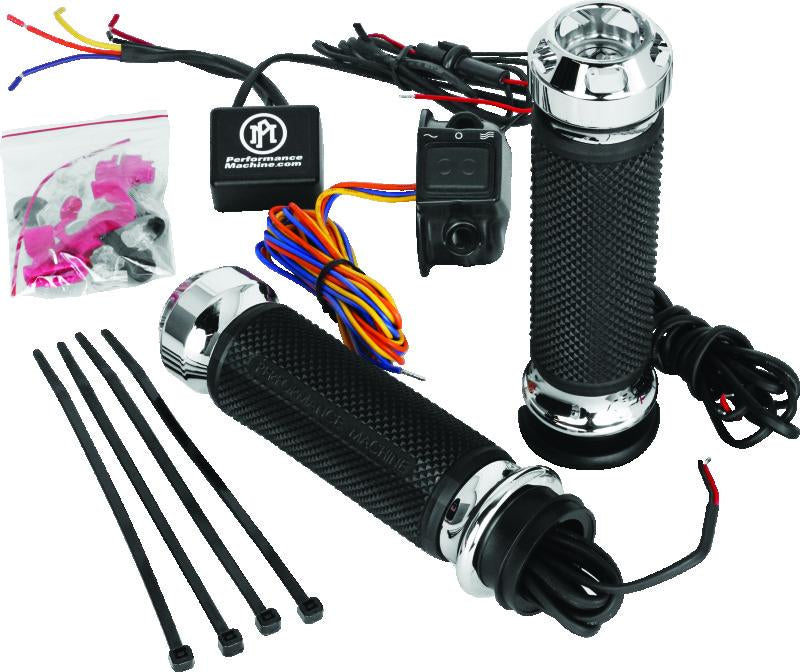 Performance Machine FLHX TBW Apex Heated Grips - Chrome