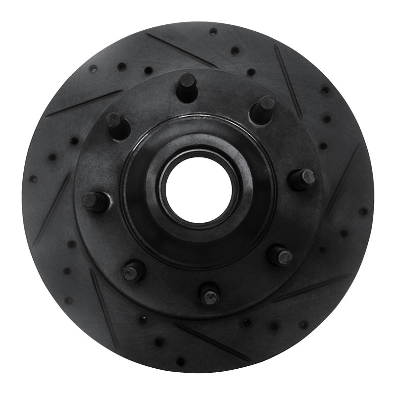 R1 Concepts R1 95-07 Ford E-150 Econoline Front Right Drilled & Slotted Black Brake Rotor