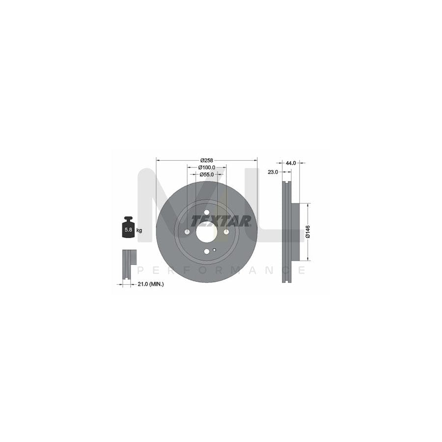 TEXTAR PRO 92166803 Brake Disc Internally Vented, Coated, without wheel hub, without wheel studs | ML Performance Car Parts
