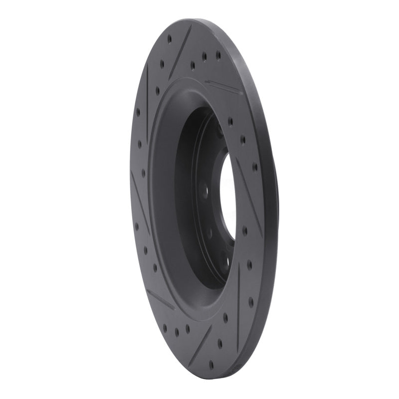R1 Concepts R1 98-15 Ford Fusion Rear Right Drilled & Slotted Black Brake Rotor