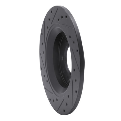 R1 Concepts R1 98-15 Ford Fusion Rear Right Drilled & Slotted Black Brake Rotor