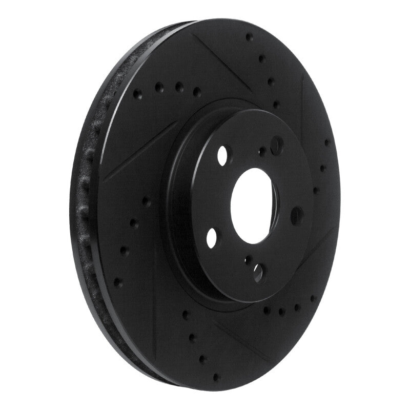 R1 Concepts R1 94-99 Toyota Celica Front Right Drilled & Slotted Black Brake Rotor