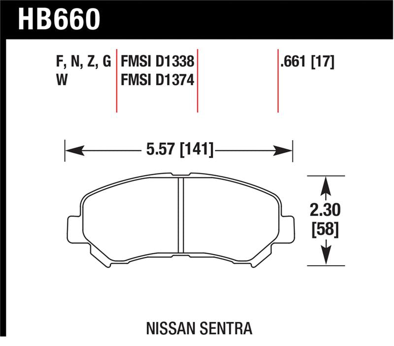 Hawk Performance Hawk 09-10 Nissan Maxima / 08-10 Rogue / 07-09 Sentra SE-R / 10  Sentra SE-R M/T HPS Street Front Br