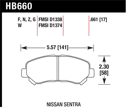 Hawk Performance Hawk 09-10 Nissan Maxima / 08-10 Rogue / 07-09 Sentra SE-R / 10  Sentra SE-R M/T HPS Street Front Br