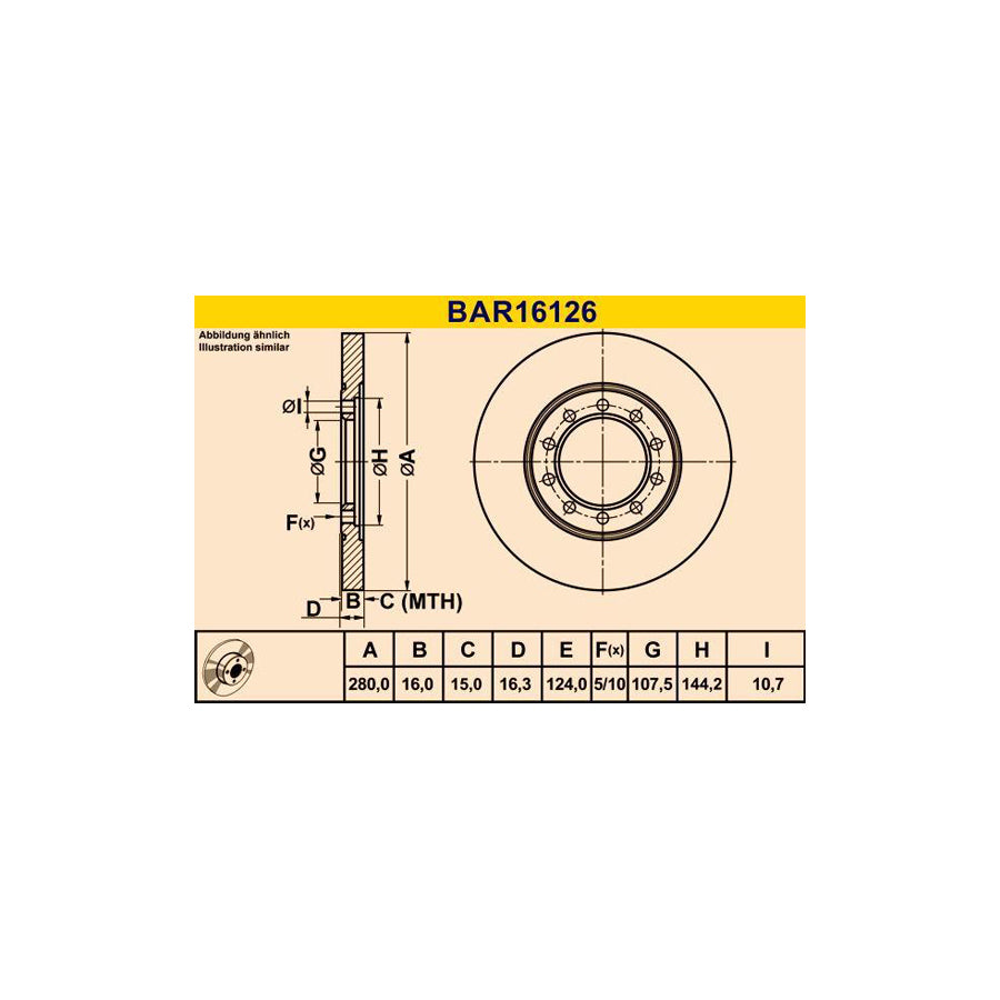 Barum Bar16126 Brake Disc for Ford Transit
