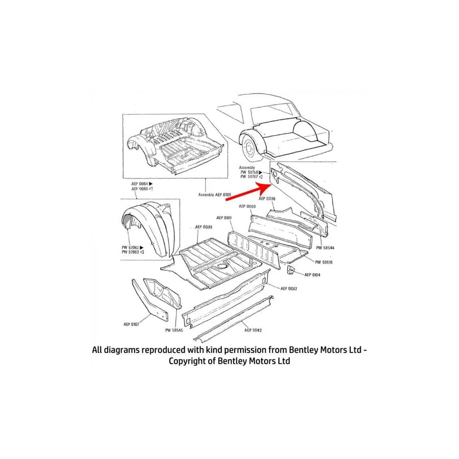 GENUINE Rolls-Royce PW58767 LEFT HAND BOOT SIDE REINFORCEMENT PANEL