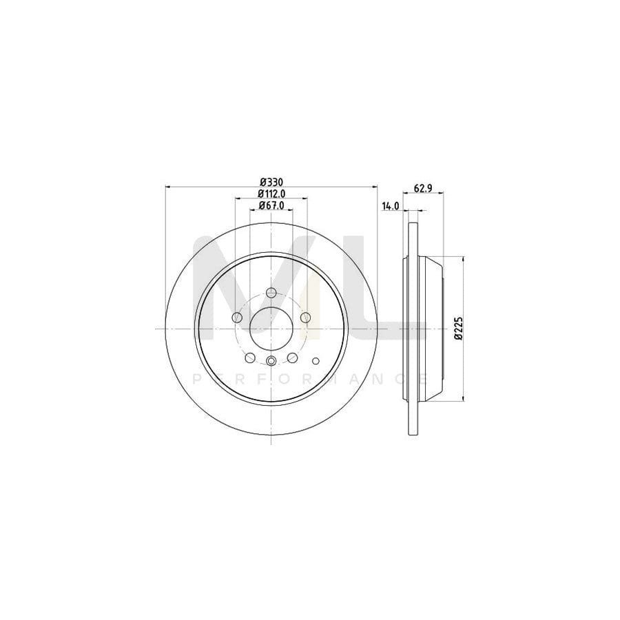 HELLA PRO 8DD 355 113-211 Brake Disc Solid, Coated, without wheel hub, without wheel studs