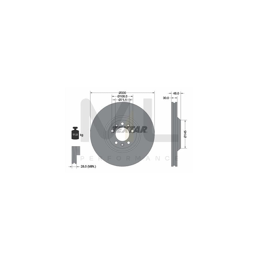 TEXTAR PRO 92129503 Brake Disc Externally Vented, Coated, without wheel hub, without wheel studs | ML Performance Car Parts
