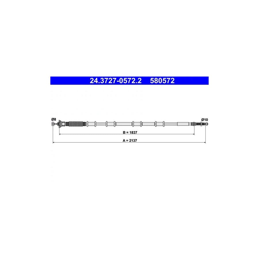 ATE 24.3727-0572.2 Hand Brake Cable for Fiat Doblo