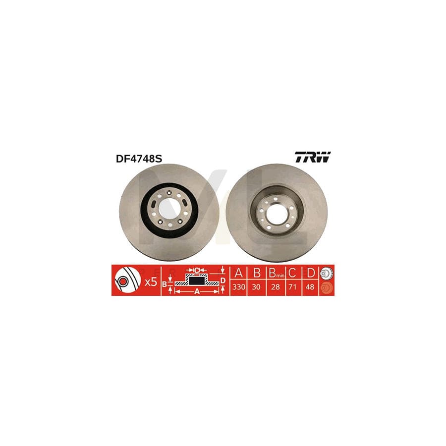TRW DF4748S Brake Disc Vented, Painted | ML Performance Car Parts