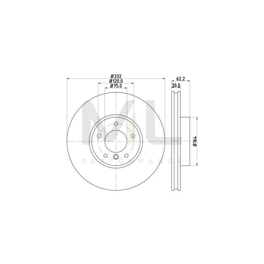 HELLA PRO 8DD 355 117-731 Brake Disc Internally Vented, Coated, without wheel hub, without wheel studs