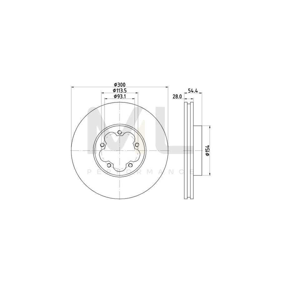 HELLA 8DD 355 118-421 Brake Disc for FORD TRANSIT Internally Vented, without wheel hub, without wheel studs