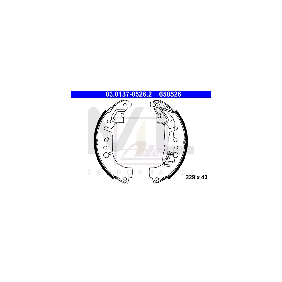 ATE 03.0137-0526.2 Brake Shoe Set with lever