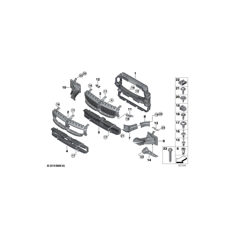 Genuine BMW 51647422300 G20 G21 Bracket, Aux. Radiator, Lower Right (Inc. 320dX, 320iX & 320d) | ML Performance US Car Parts