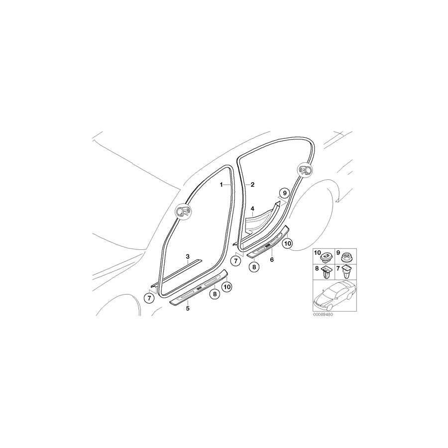 Genuine BMW 51727044947 E65 E66 Edge Protection, Door, Front NATURBRAUN (Inc. 760Li, 745d & 735i) | ML Performance US Car Parts