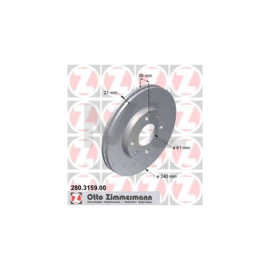 ZIMMERMANN 280.3159.00 Brake Disc Internally Vented  - 1 piece