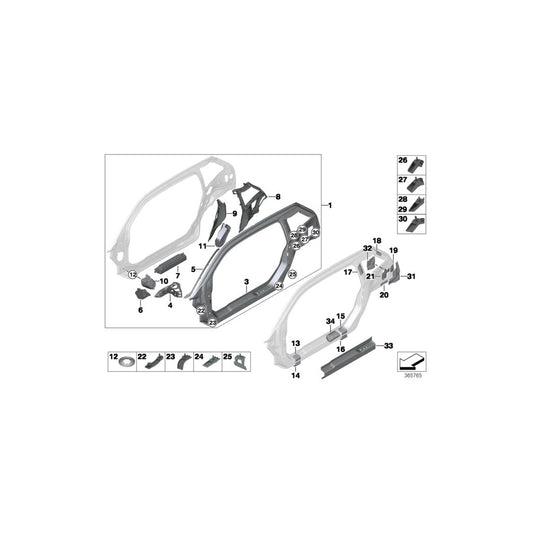Genuine BMW 41007355390 Retainer, C-Pillar, Lower Right (Inc. i3 94Ah Rex, i3 60Ah & i3s 120Ah) | ML Performance US Car Parts