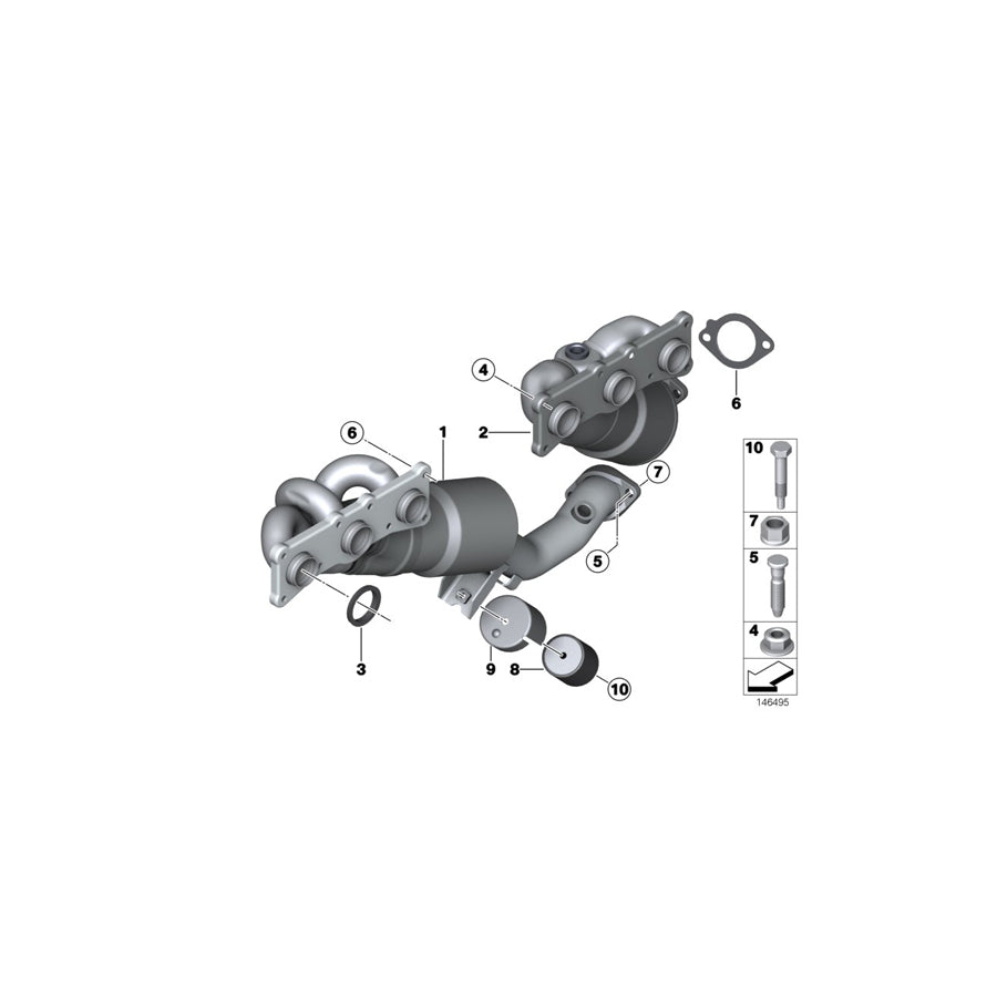 Genuine BMW 18407563738 E82 E90 E92 Rp-Exhaust Manifold With Catalytic Conv. ZYL.1-3 ULEV2 (Inc. 128i & 328xi) | ML Performance US Car Parts