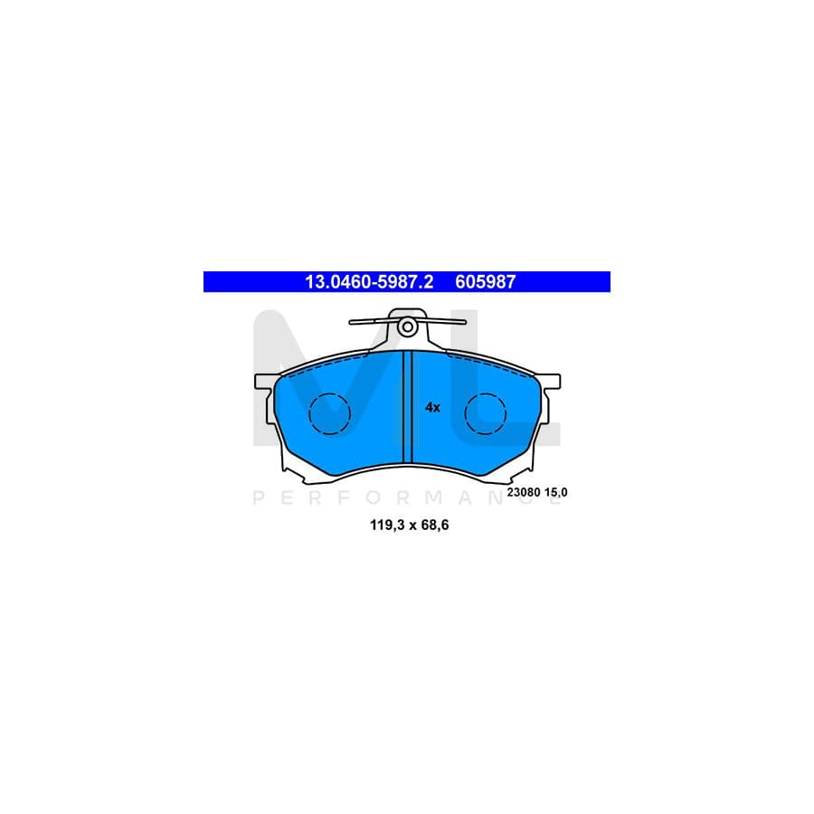 ATE 13.0460-5987.2 Brake pad set for MITSUBISHI CARISMA excl. wear warning contact