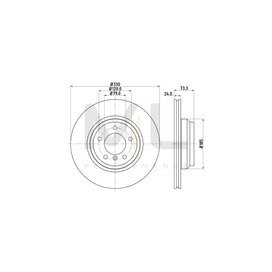 HELLA PRO High Carbon 8DD 355 128-431 Brake Disc Internally Vented, Coated, High-carbon, without wheel hub, without wheel studs