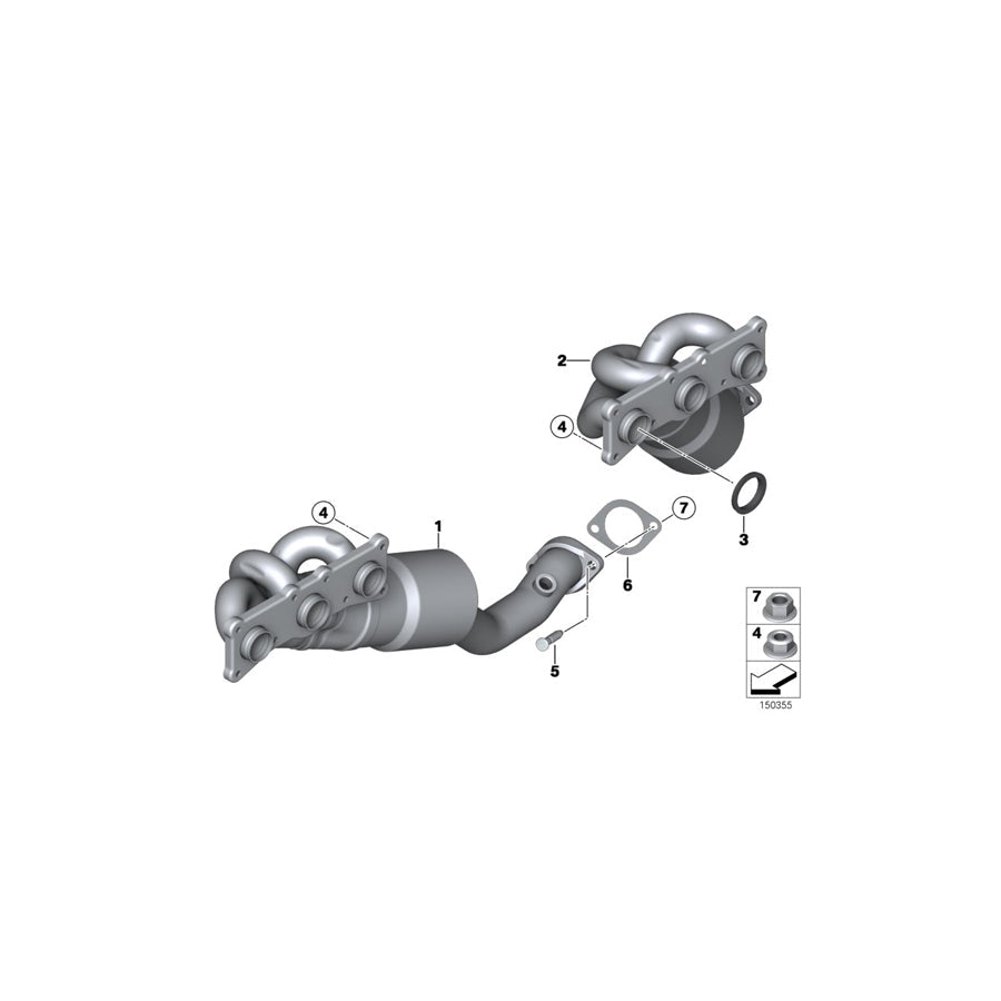 Genuine BMW 18407558770 E70 Rp-Exhaust Manifold With Catalytic Conv. ZYL.4-6 ULEV2 (Inc. X5 3.0si) | ML Performance US Car Parts