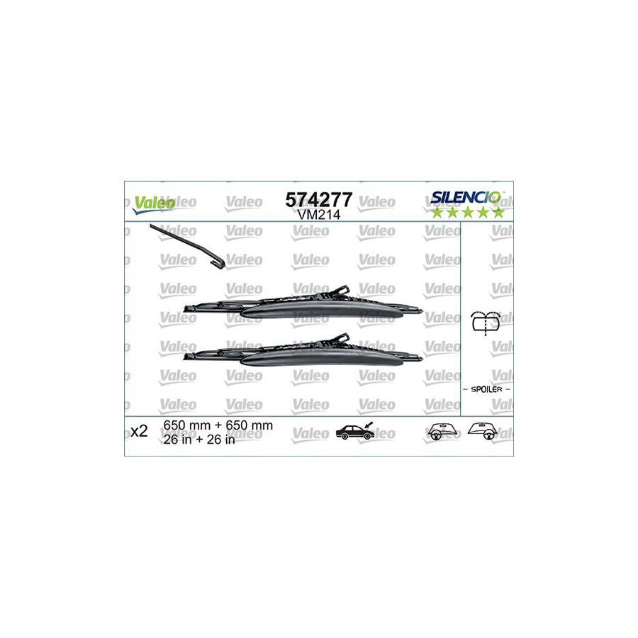 Valeo Silencio Conventional Set, Silencio Performance 574277 Wiper Blade | ML Performance US Car Parts