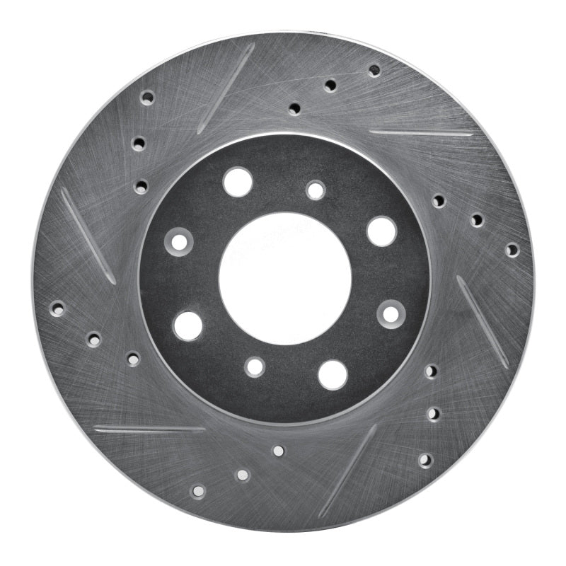 R1 Concepts R1 90-00 Honda Civic DEL SOL Front Left Drilled & Slotted Silver Brake Rotor