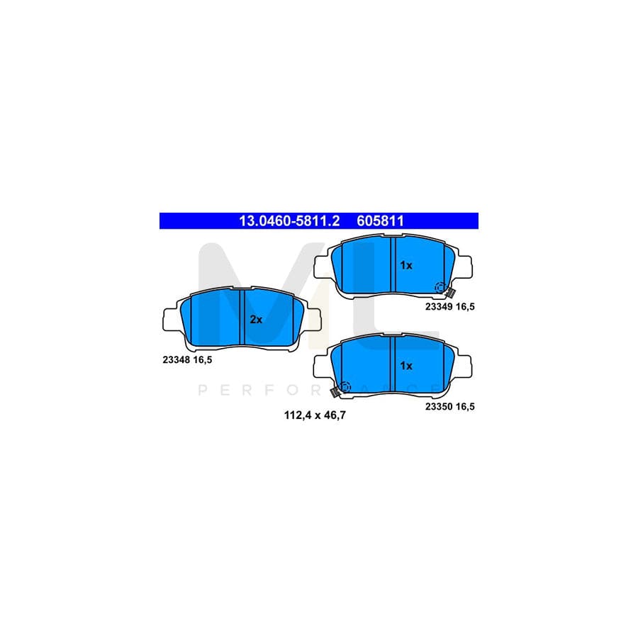ATE 13.0460-5811.2 Brake pad set with acoustic wear warning