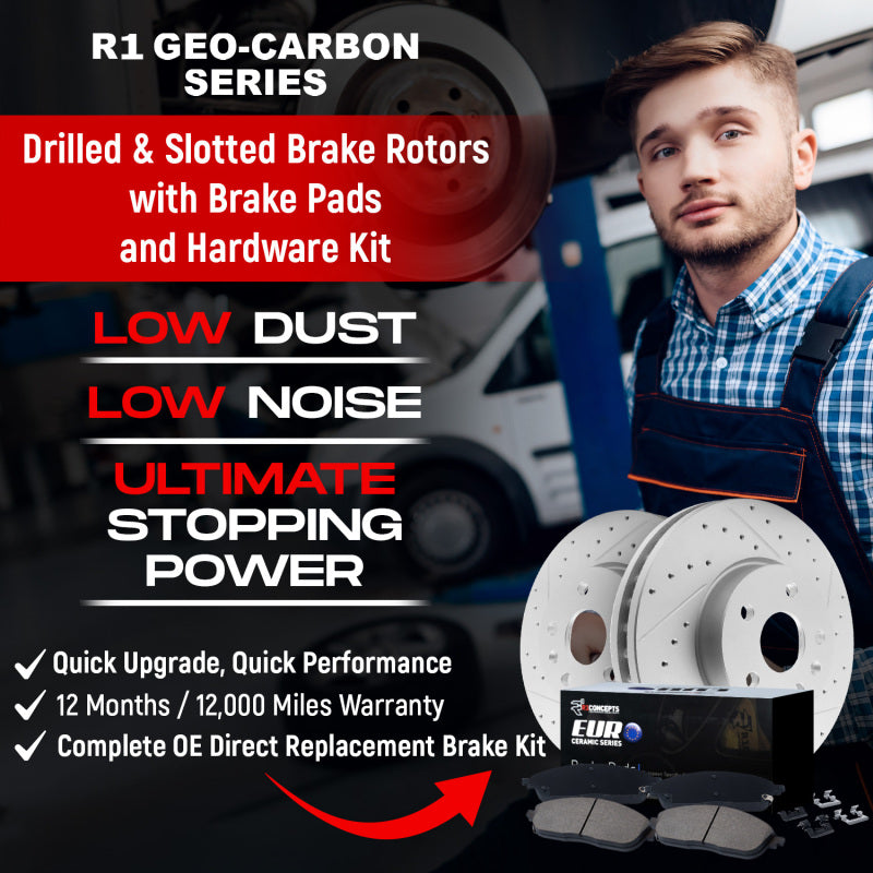 R1 Concepts R1 07-19 BMW X6 Front & Rear Drill/Slot Carbon Coated Rotor Set w/Euro Ceramic Pads