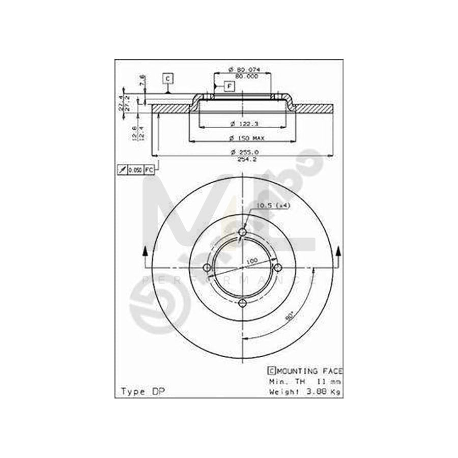 BREMBO 08.4496.10 Brake Disc Solid | ML Performance Car Parts