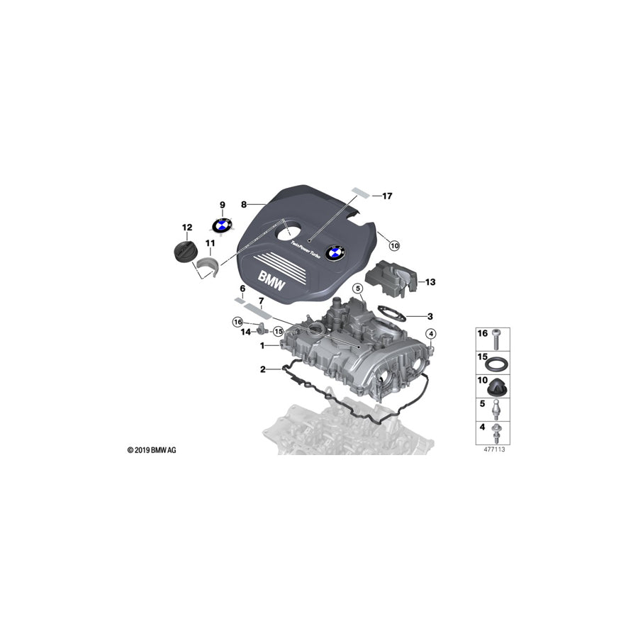 Genuine BMW 11128604754 F45 F45 Acoustic Cover Cylinder Head Cover (Inc. 225xe) | ML Performance US Car Parts