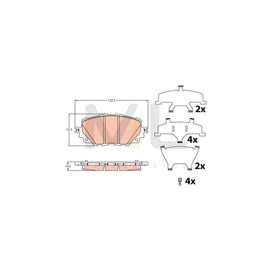 TRW Gdb2200 Brake Pad Set With Acoustic Wear Warning, With Accessories | ML Performance Car Parts