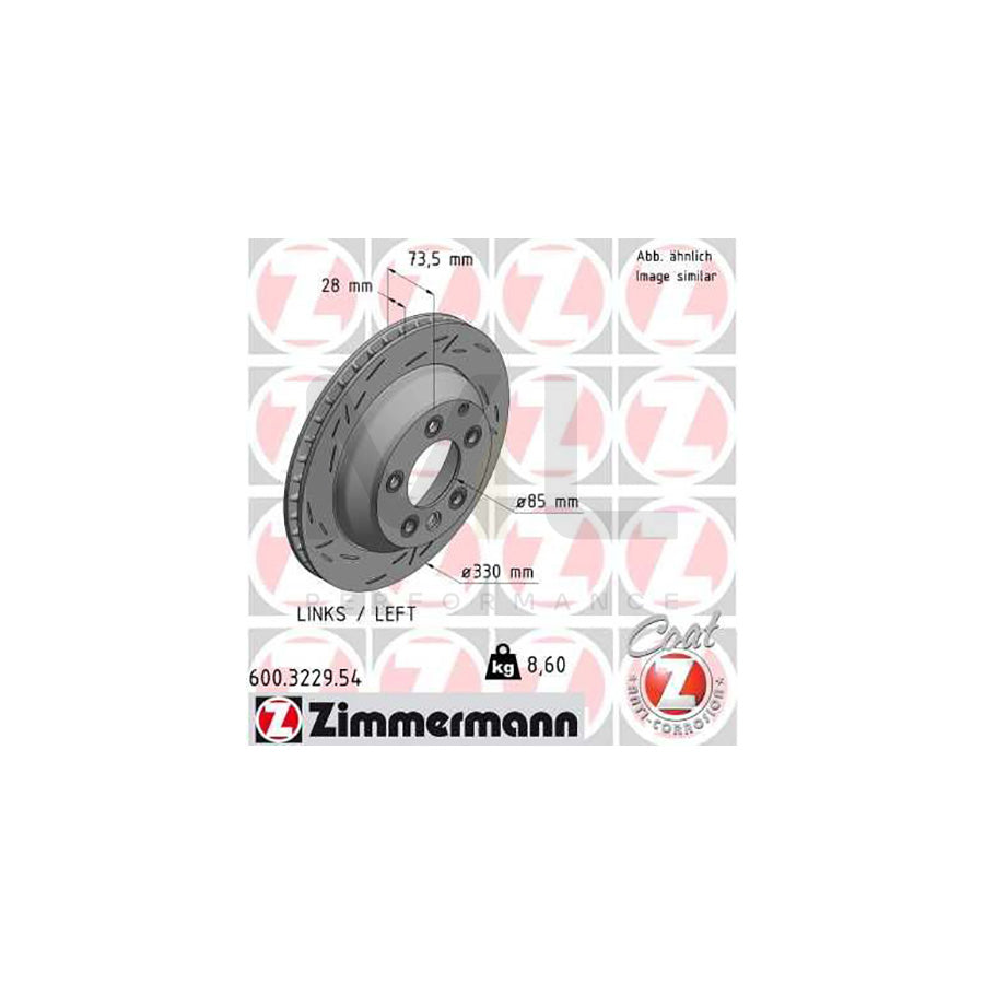 ZIMMERMANN BLACK Z 600.3229.54 Brake Disc Left, Internally Vented, Slotted, Coated, High-carbon