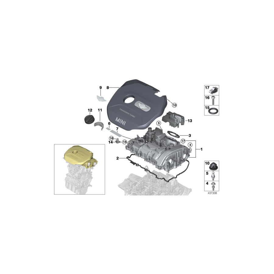 Genuine BMW 11128618514 F56 F55 Profile Seal For Cylinder Head Cover (Inc. One & One First) | ML Performance US Car Parts
