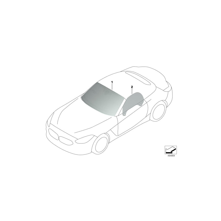 Genuine BMW 51317454438 G29 Windshield, Green, Rain/Light/Fog KAFAS/HUD (Inc. Z4 30i, Z4 M40i & Z4 20i) | ML Performance US